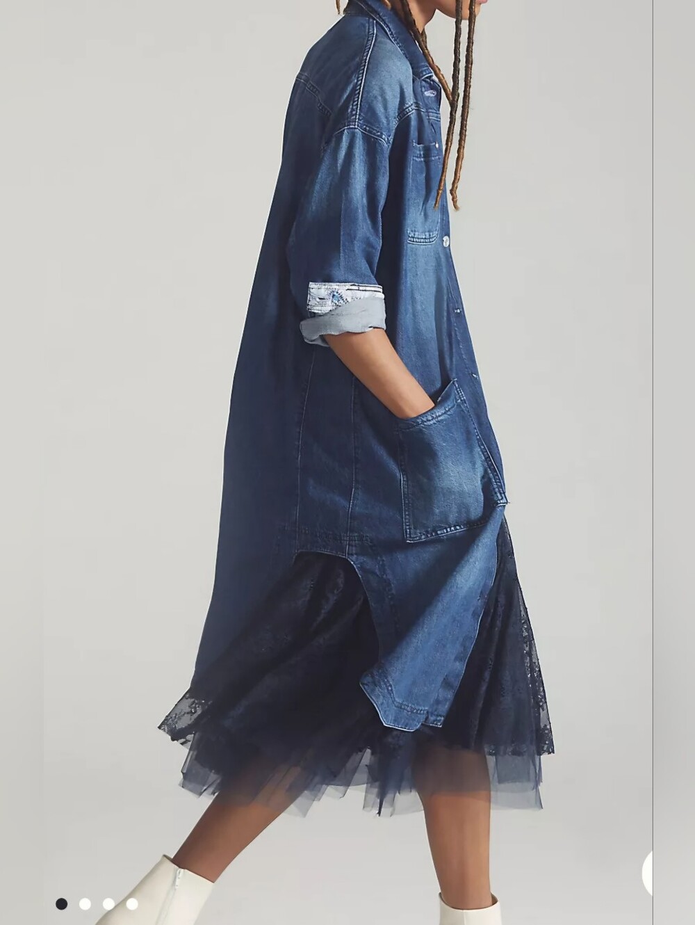 Anthropologie Pilcro Long Denim Oversized Duster Long Jacket - Picture 2 of 13